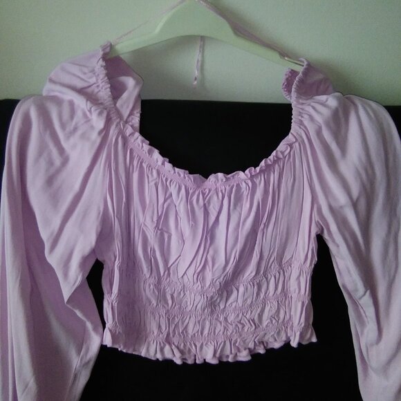 Pretty Pink Milkmaid Style Cropped Blouse - Picture 3 of 8